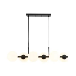 6-Light Opal Glass Globe Linear Island Chandelier
