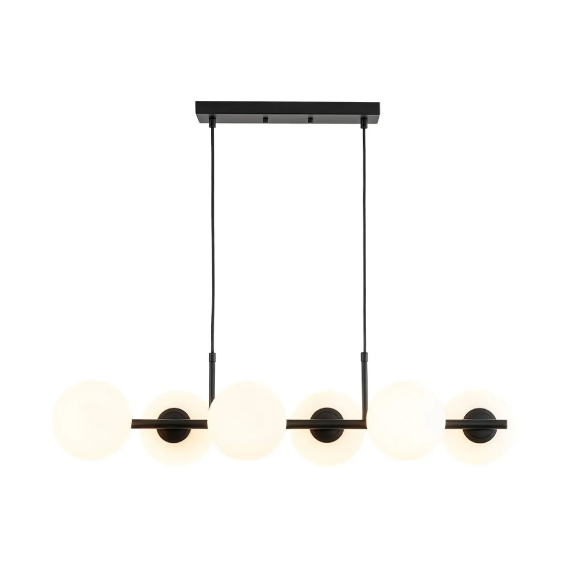 6-Light Opal Glass Globe Linear Island Chandelier