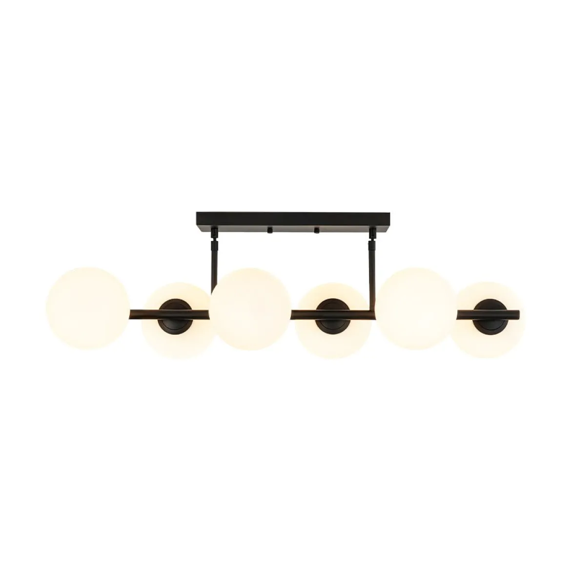 6-Light Opal Glass Globe Linear Island Chandelier