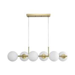 6-Light Opal Glass Globe Linear Island Chandelier