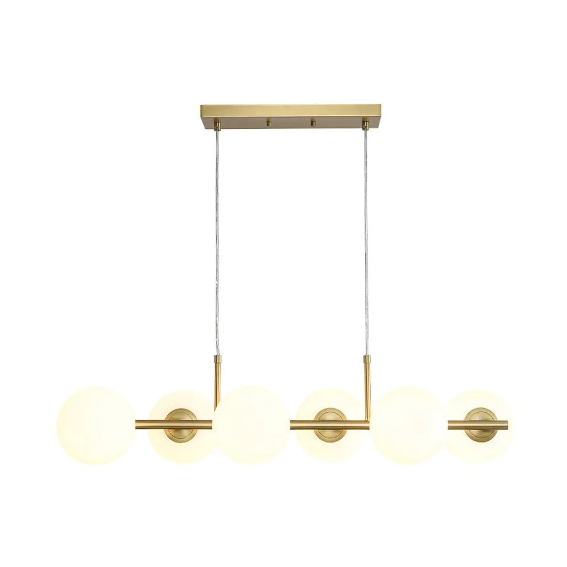 6-Light Opal Glass Globe Linear Island Chandelier