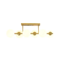 6-Light Opal Glass Globe Linear Island Chandelier