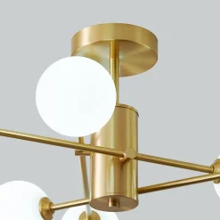 6-Light Opal Glass Globe Linear Sputnik Semi Flush