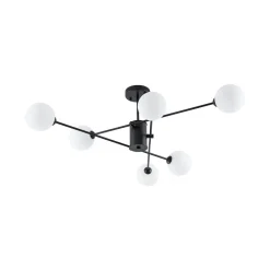 6-Light Opal Glass Globe Linear Sputnik Semi Flush