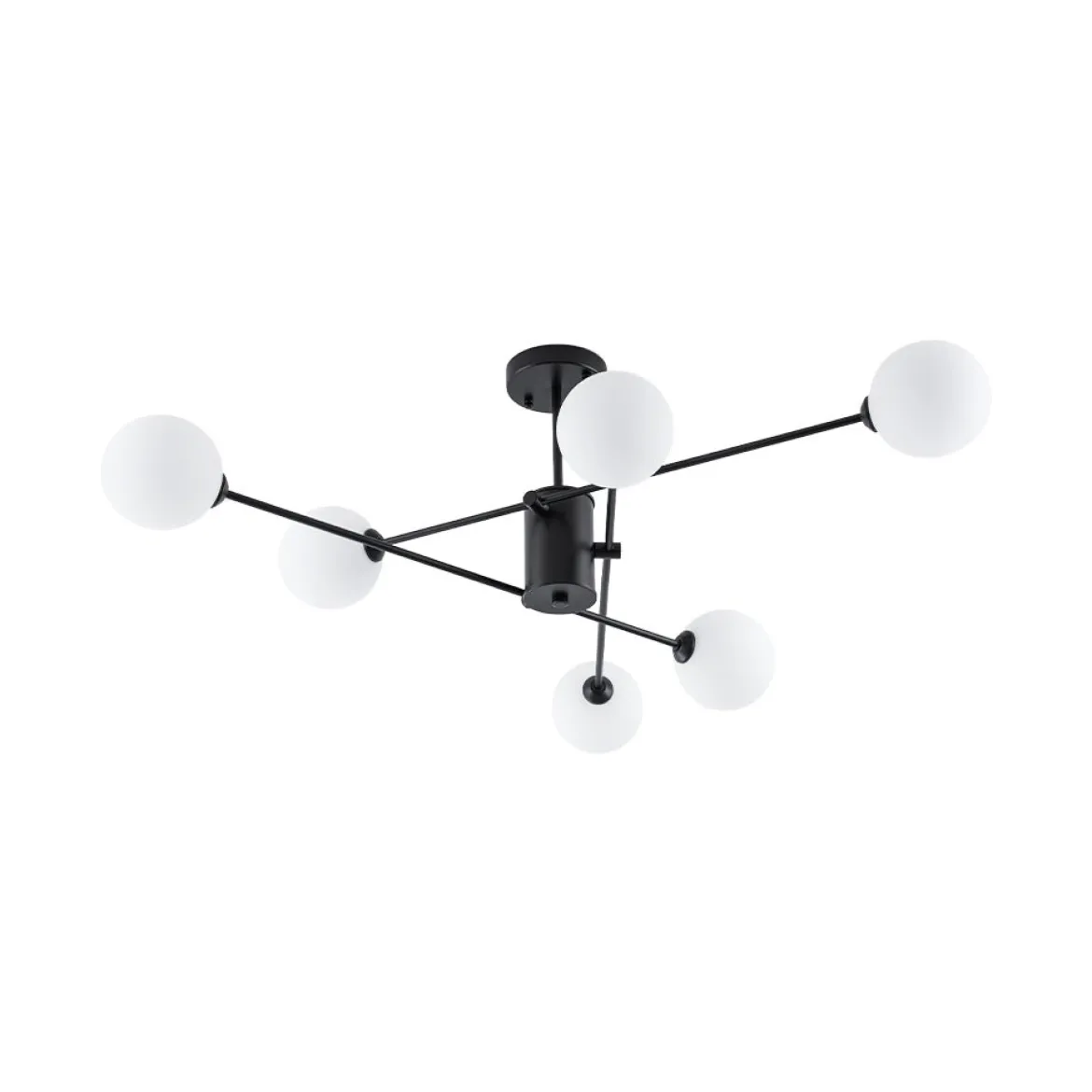 6-Light Opal Glass Globe Linear Sputnik Semi Flush