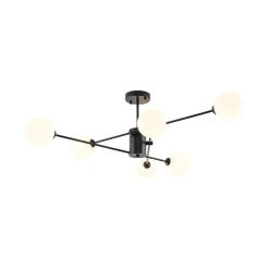 6-Light Opal Glass Globe Linear Sputnik Semi Flush