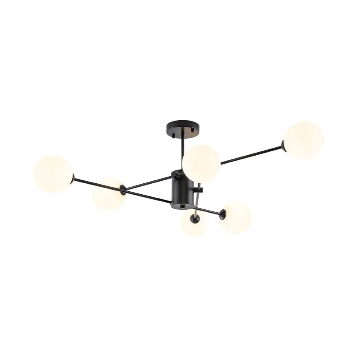 6-Light Opal Glass Globe Linear Sputnik Semi Flush