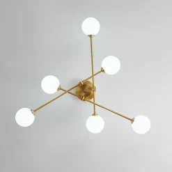 6-Light Opal Glass Globe Linear Sputnik Semi Flush