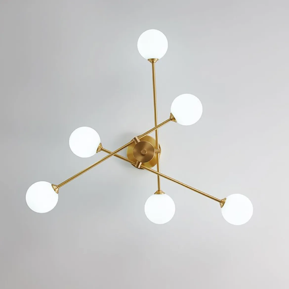 6-Light Opal Glass Globe Linear Sputnik Semi Flush
