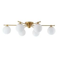 6-Light Opal Glass Globe Linear Sputnik Semi Flush Chandelier