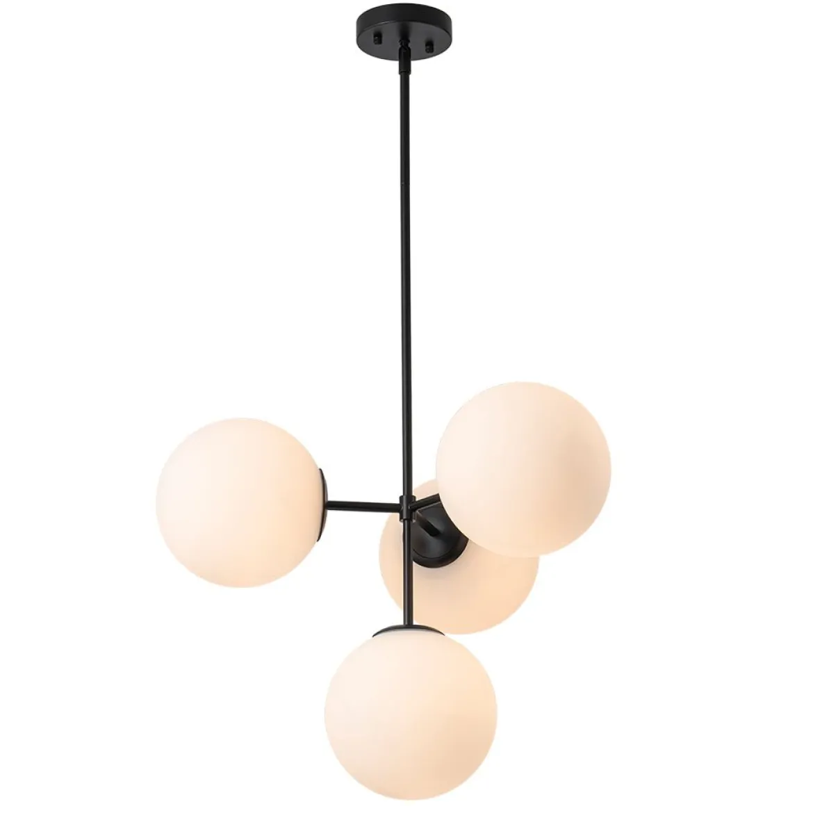 4-Light Opal Glass Globe Sputnik Semi Flush Chandelier