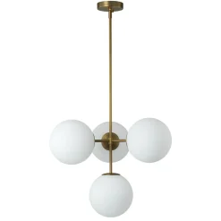 4-Light Opal Glass Globe Sputnik Semi Flush Chandelier
