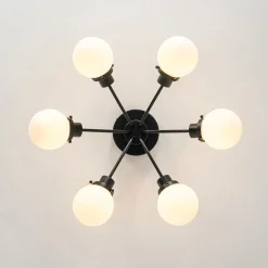 6-Light Opal Glass Globe Sputnik Semi Flush Mount