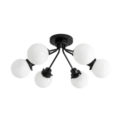 6-Light Opal Glass Globe Sputnik Semi Flush Mount