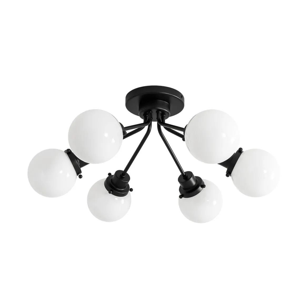 6-Light Opal Glass Globe Sputnik Semi Flush Mount
