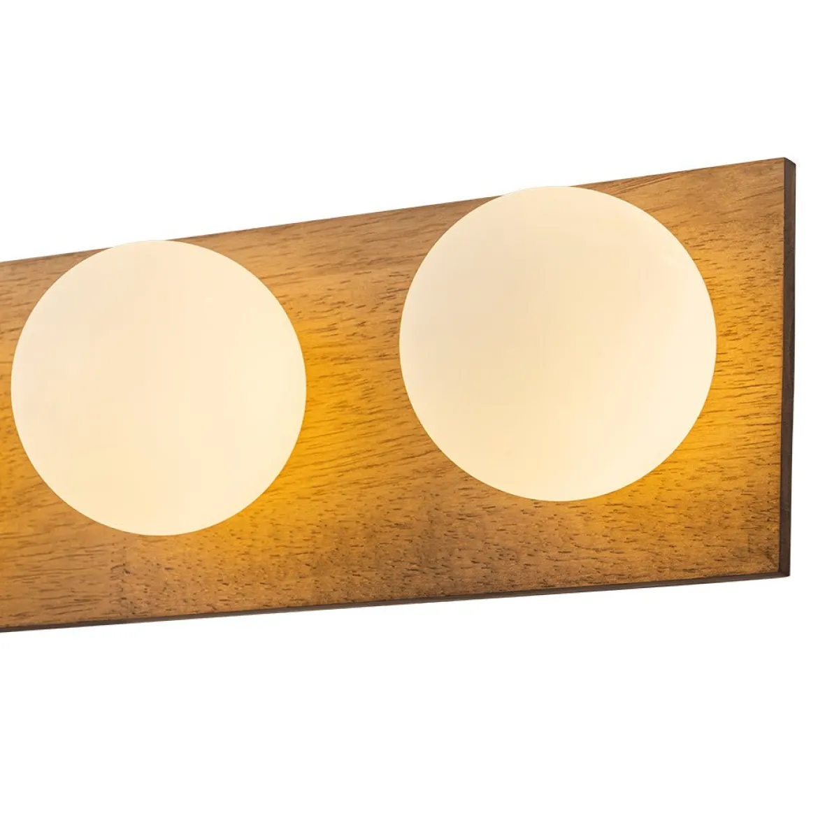 4-Light Opal Glass Linear Wooden Semi Flush Mount / Wall Light
