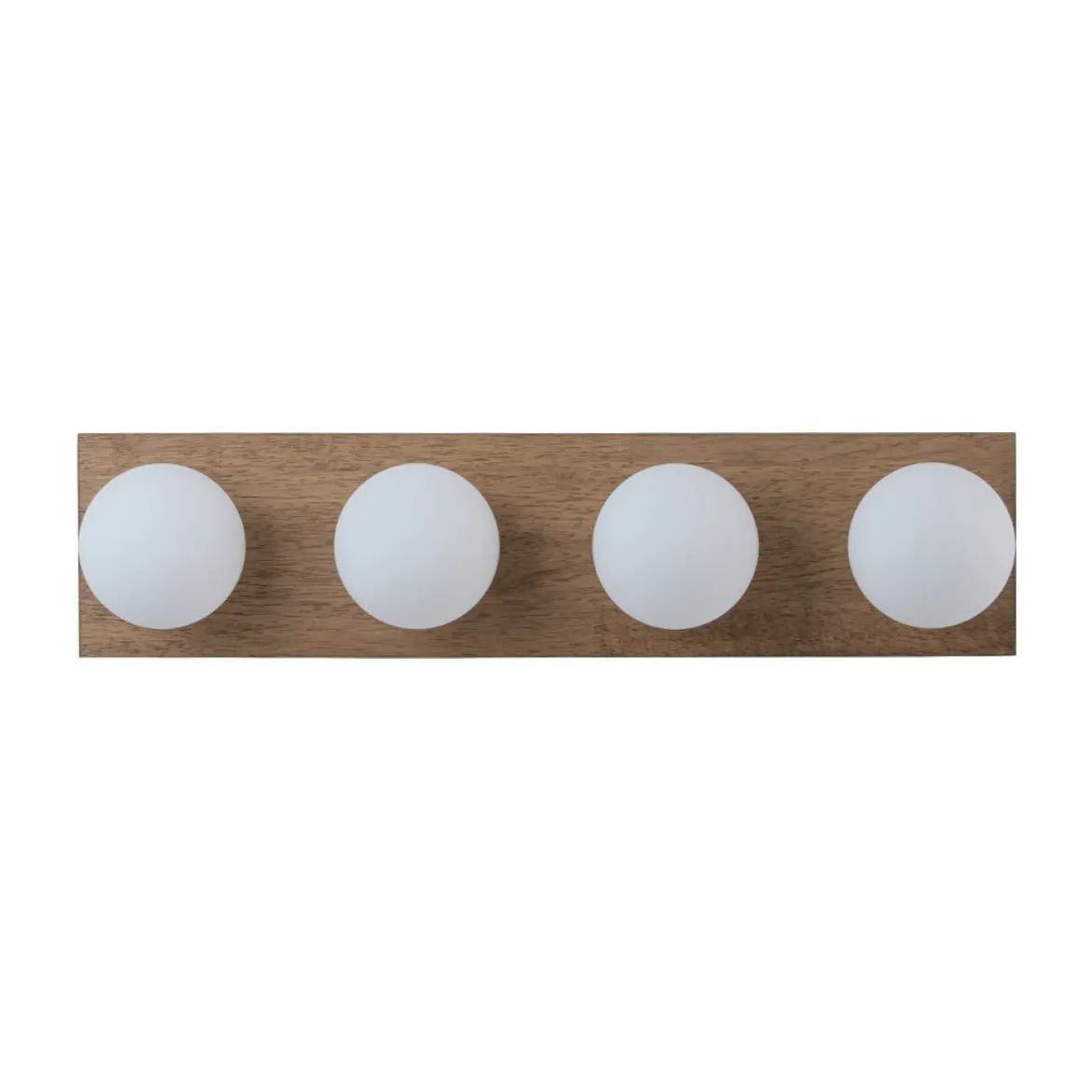 4-Light Opal Glass Linear Wooden Semi Flush Mount / Wall Light