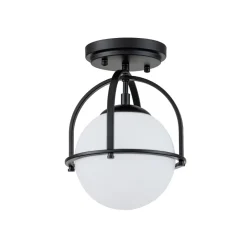 1-Light Opal Glass Sphere Semi-Flush Mount