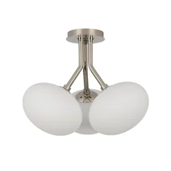 3-Light Opal Glass Sphere Semi Flush Mount Light