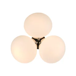 3-Light Opal Glass Sphere Semi Flush Mount Light