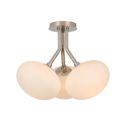 3-Light Opal Glass Sphere Semi Flush Mount Light