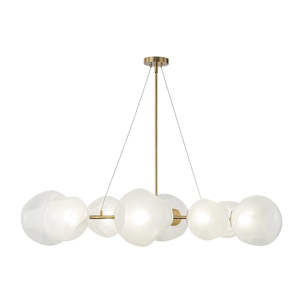 8-Light Opal Swirl Glass Globe Branch Island Chandelier