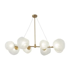 8-Light Opal Swirl Glass Globe Branch Island Chandelier