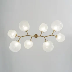 8-Light Opal Swirl Glass Globe Branch Island Chandelier