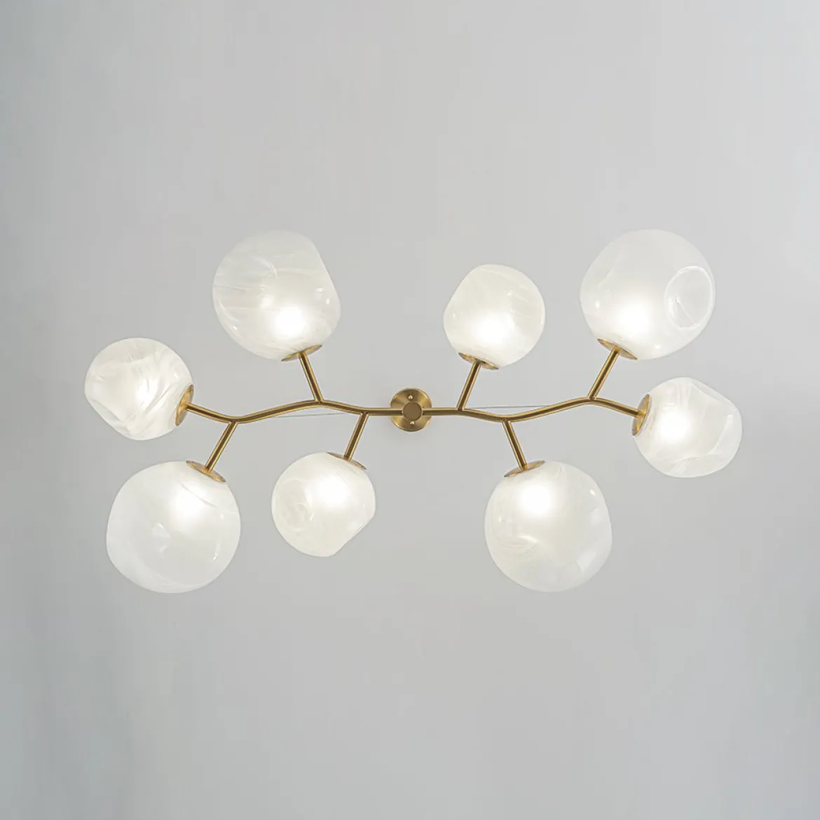 8-Light Opal Swirl Glass Globe Branch Island Chandelier