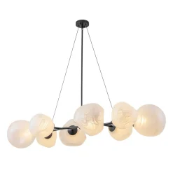 8-Light Opal Swirl Glass Globe Branch Island Chandelier