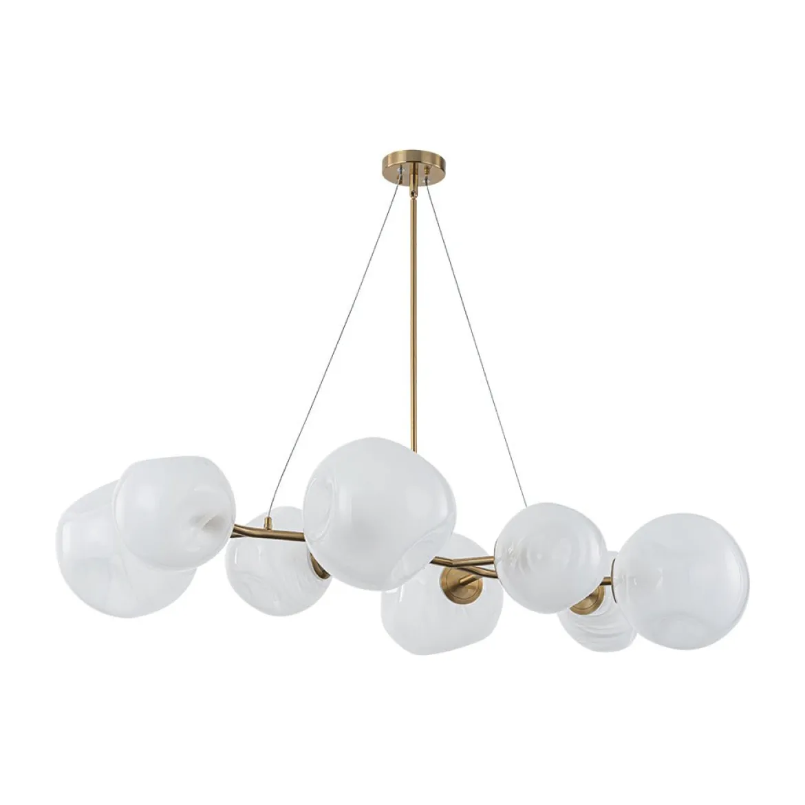 8-Light Opal Swirl Glass Globe Branch Island Chandelier