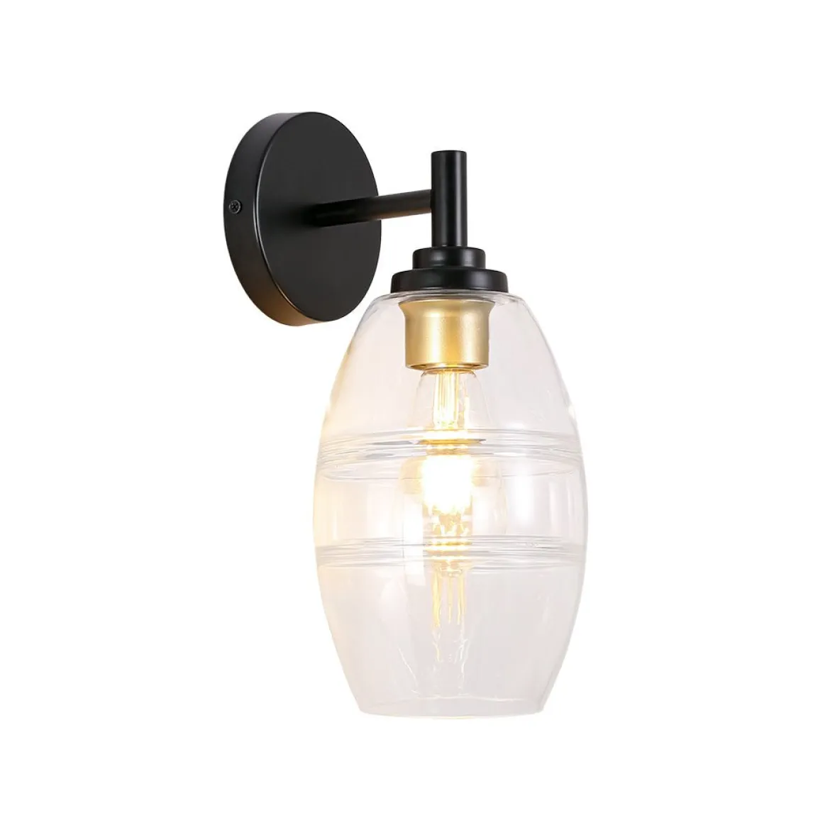 1-Light Oval Clear Embossed Glass Vanity Wall Sconce