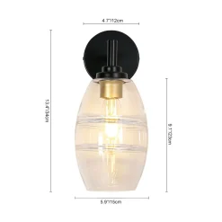 1-Light Oval Clear Embossed Glass Vanity Wall Sconce