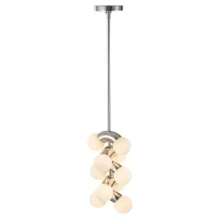 10-Light Pearl Tiered Milky Glass Globe Pendant Light