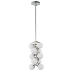10-Light Pearl Tiered Milky Glass Globe Pendant Light
