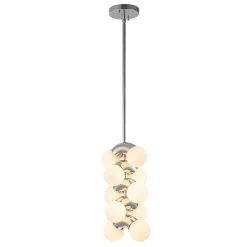 10-Light Pearl Tiered Milky Glass Globe Pendant Light
