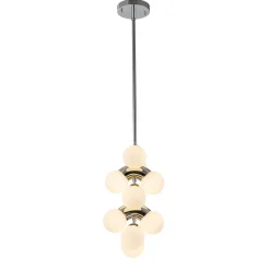 10-Light Pearl Tiered Milky Glass Globe Pendant Light