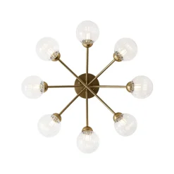 8-Light Ribbed Glass Bubble Sputnik Semi Flush Mount