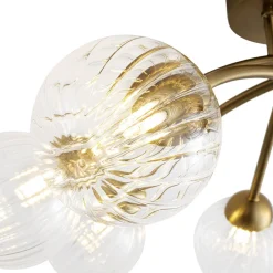 8-Light Ribbed Glass Bubble Sputnik Semi Flush Mount