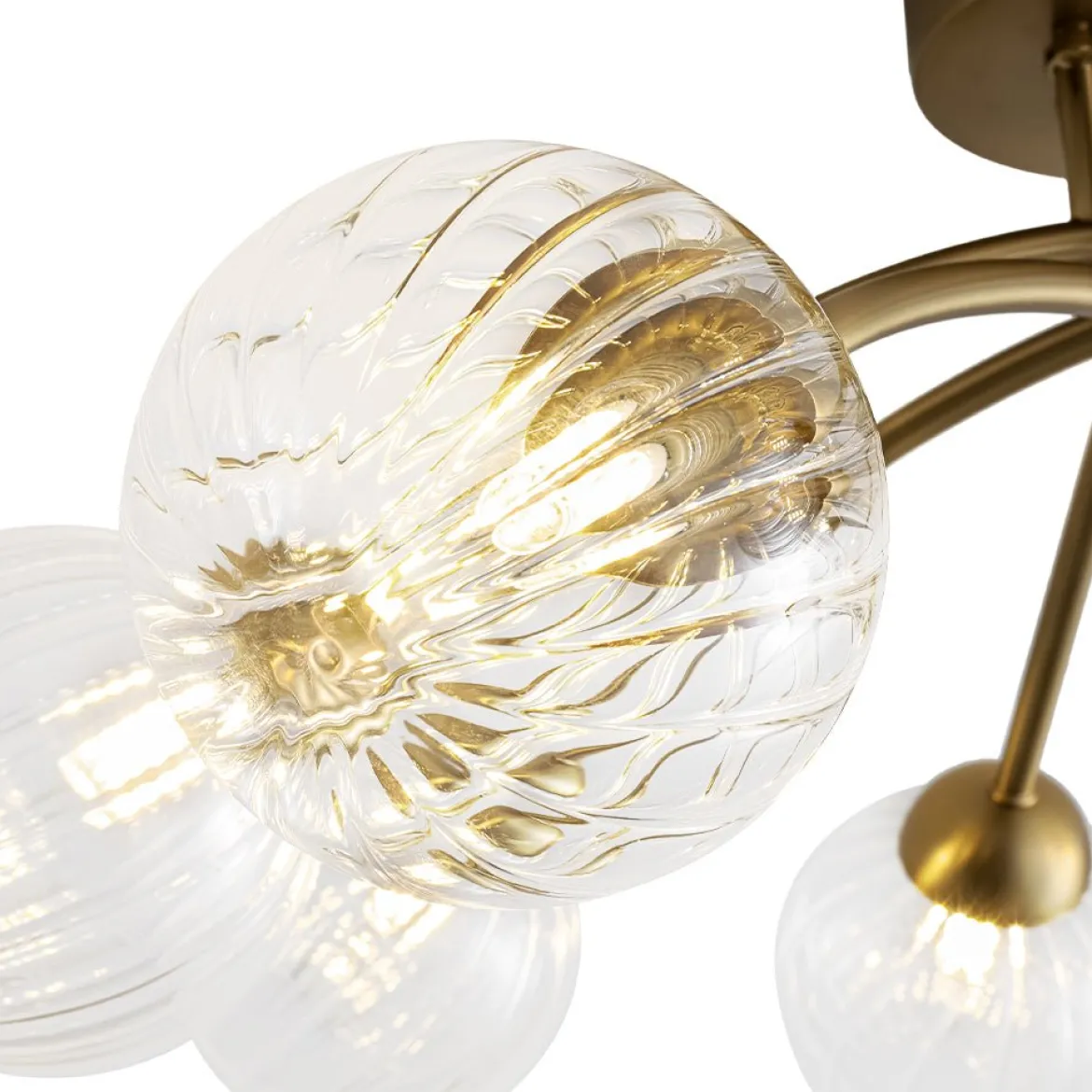 8-Light Ribbed Glass Bubble Sputnik Semi Flush Mount