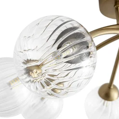 8-Light Ribbed Glass Bubble Sputnik Semi Flush Mount