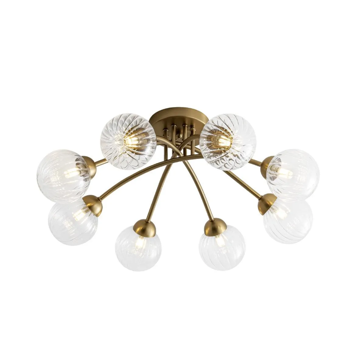 8-Light Ribbed Glass Bubble Sputnik Semi Flush Mount