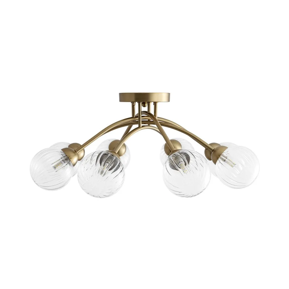 8-Light Ribbed Glass Bubble Sputnik Semi Flush Mount