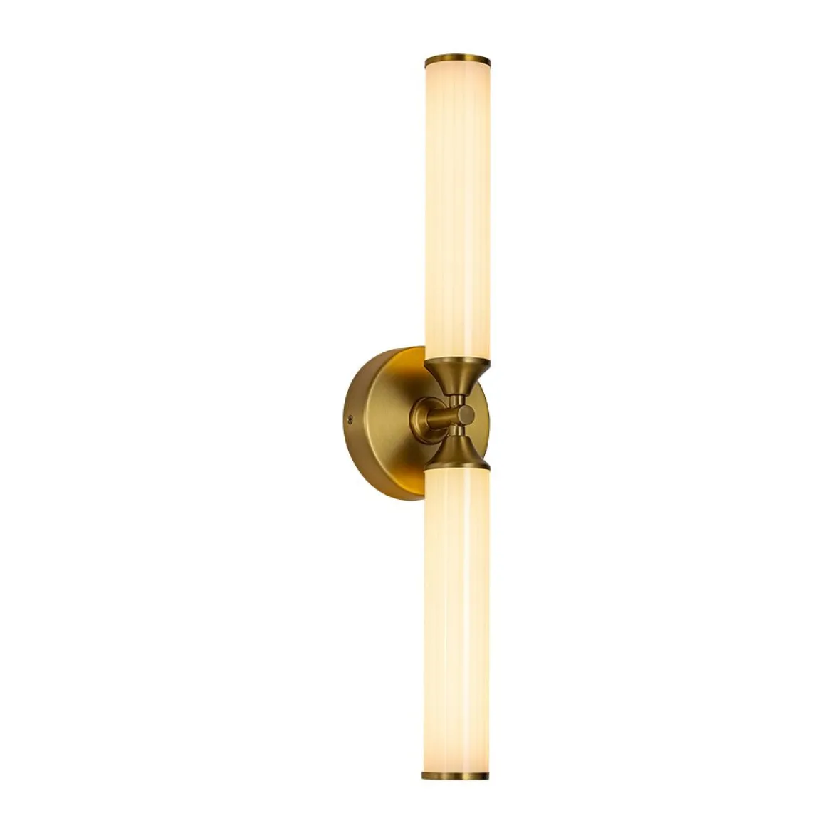 2-Light Ribbed Opal Glass Linear LED Vanity Wall Sconce