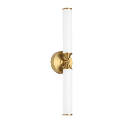 2-Light Ribbed Opal Glass Linear LED Vanity Wall Sconce
