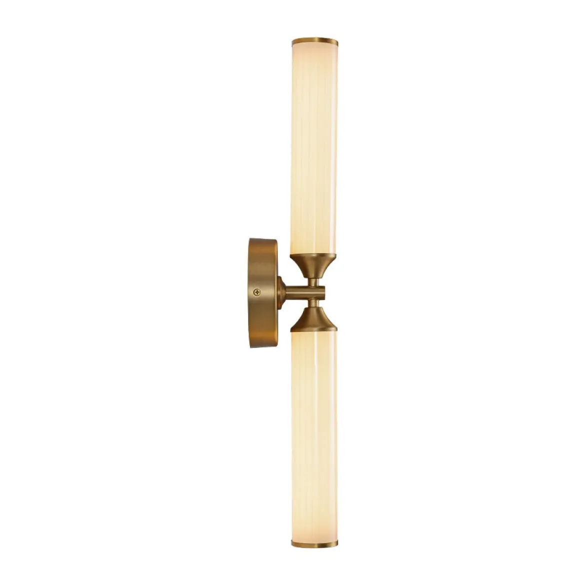 2-Light Ribbed Opal Glass Linear LED Vanity Wall Sconce
