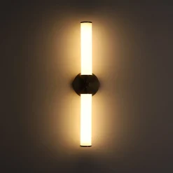 2-Light Ribbed Opal Glass Linear LED Vanity Wall Sconce