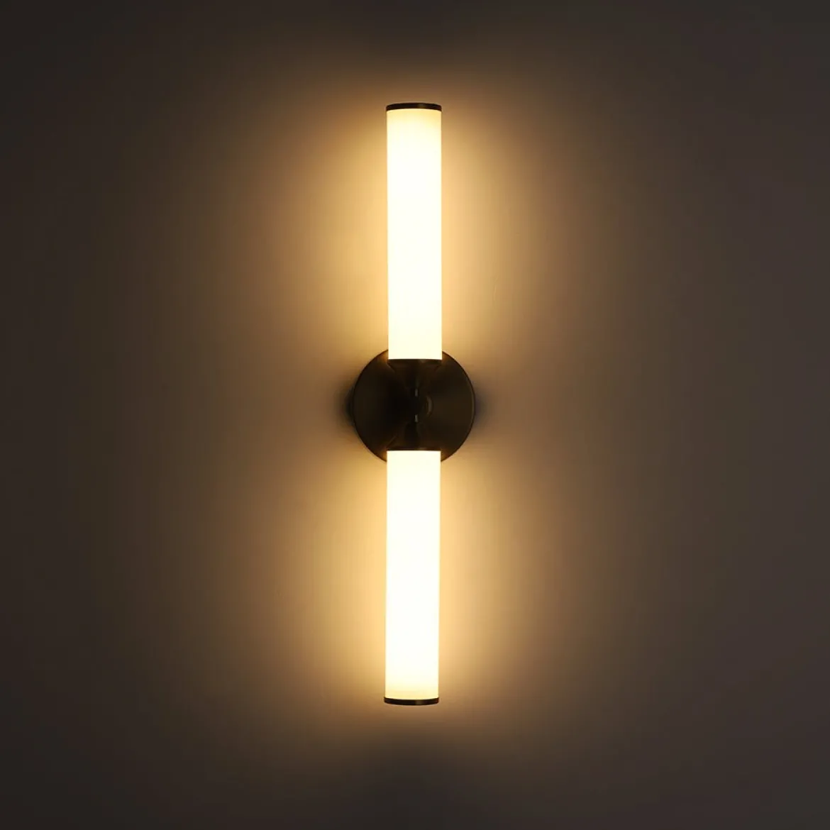 2-Light Ribbed Opal Glass Linear LED Vanity Wall Sconce