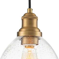 1-Light Seeded Glass Bell Dome Kitchen Pendant Light