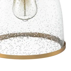 1-Light Seeded Glass Bell Dome Kitchen Pendant Light